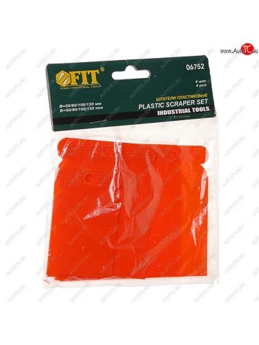 Набор шпателей 50-80-100-120мм пластик красный 4 предмета FIT FIT 06752