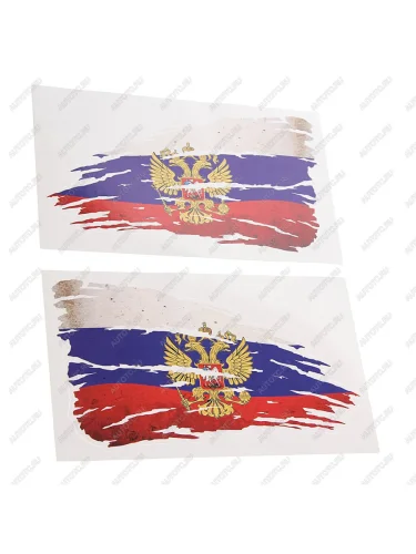 Наклейка виниловая Брызги RUSSIA-флаг герб 14х25см полноцветная (2шт.) AUTOSTICKERS AUTOSTICKERS 082783