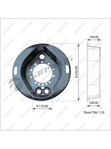 Щиток SCANIA 3,4 series барабана тормозного пылезащитный (на сторону, 413x254мм) MANSONS MANSONS 100.045