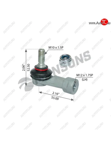 Наконечник SCANIA VOLVO тяги КПП правый (M12x1.75,M10x1.5,L=55) MANSONS MANSONS 100.672