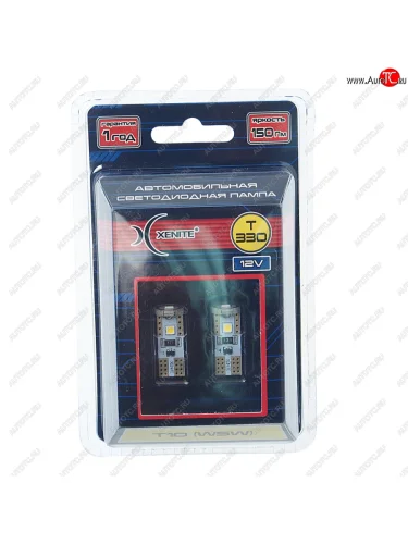 Лампа светодиодная 12V W5W T10W W2.1х9.5d бесцокольная блистер (2шт.) XENITE XENITE 1009656