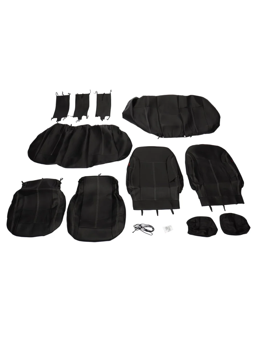 Авточехлы универсальные экокожа черные (11 предм.) Atom Leather CARFASHION CARFASHION 11017  в Самаре Самарской области