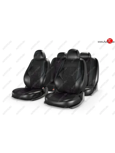Авточехлы универсальные экокожа-замша черные комплект Ranger Zamsha CARFASHION CARFASHION 11225