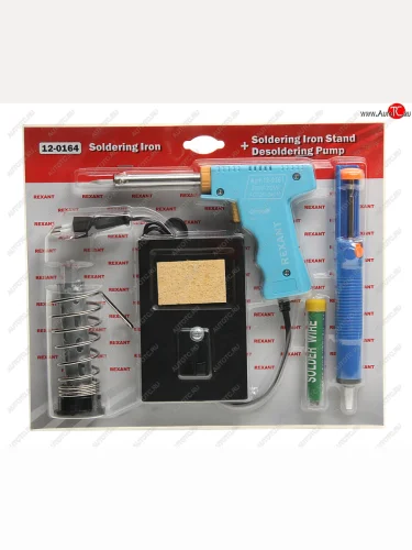 Набор для пайки (паяльник импульсный 3070Вт,оловоотсос,подставка,припой) REXANT REXANT 12-0164
