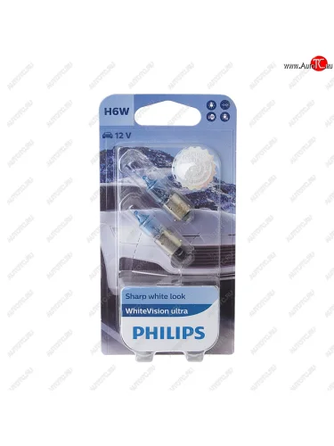 Лампа 12V H6W BAX9s блистер (2шт.) 3100K White Vision Ultra PHILIPS PHILIPS 12036wvu2бл