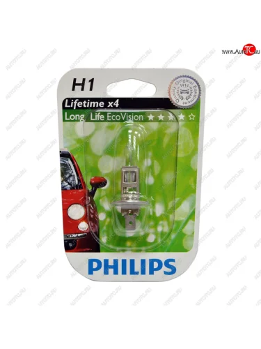 Лампа 12V H1 55W P14.5s блистер (1шт.) Long Life Eco Vision PHILIPS PHILIPS 12258llecob1