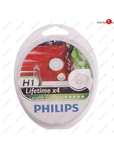 Лампа 12V H1 55W P14.5s 3100K бокс (2шт.) Long Life EcoVision PHILIPS PHILIPS 12258llecos2
