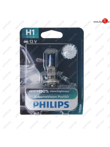 Лампа 12V H1 55W P14.5s +150% блистер (1шт.) X-Treme Vision Pro 150 PHILIPS PHILIPS 12258xvproбл