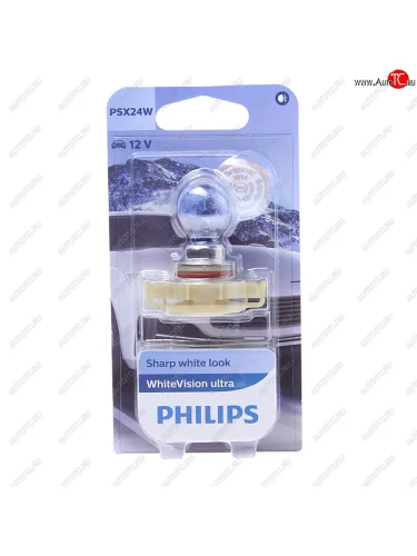 Лампа 12V PSX24W PG20-7 блистер (1шт.) 3300K White Vision Ultra PHILIPS PHILIPS 12276wvuбл