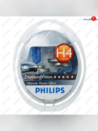 Лампа 12V H4 6055W P43t 5000K бокс (2шт.) Diamond Vision PHILIPS PHILIPS 12342dvs2