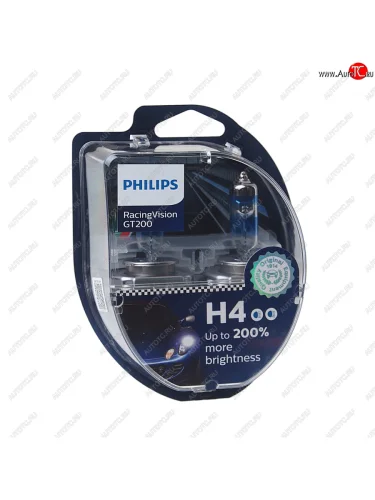 Лампа 12V H4 6055W P43t-38 +200% бокс (2шт.) Racing Vision GT 200 PHILIPS PHILIPS 12342rgt2