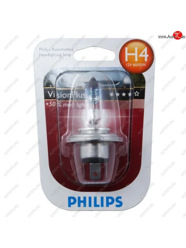 Лампа 12V H4 6055W P43t +60% блистер (1шт.) Visionplus PHILIPS PHILIPS 12342vpb1