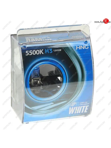 Лампа 12V H3 55W PK22s 5500К бокс (2шт.) Super White HNG HNG 12355sw2
