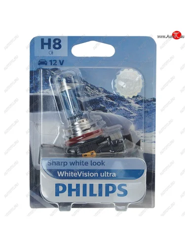 Лампа 12V H8 35W PGJ19-1 блистер (1шт.) White Vision Ultra PHILIPS PHILIPS 12360wvuбл
