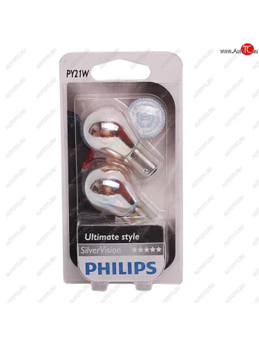 Лампа 12V PY21W BAU15s + 30% желтая блистер (2шт.) Silver Vision PHILIPS PHILIPS 12496svb2
