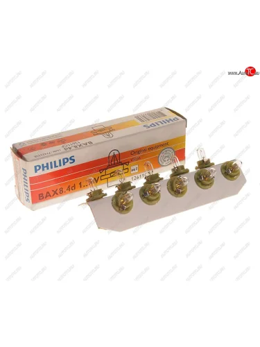 Лампа 12V 1.3W BAX8.4d зеленый патрон PHILIPS PHILIPS 12611cp