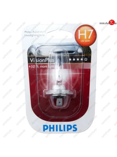 Лампа 12V H7 55W PX26d +60% блистер (1шт.) Visionplus PHILIPS PHILIPS 12972vpb1