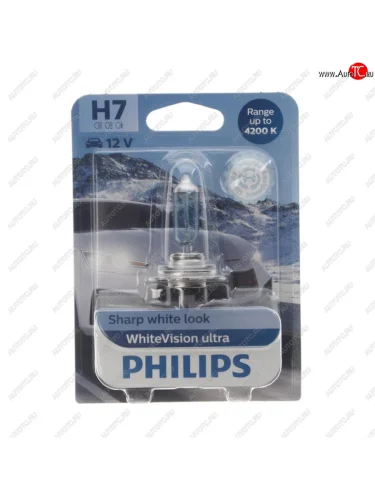 Лампа 12V H7 55W PX26d 4200K блистер (1шт.) White Vision Ultra PHILIPS PHILIPS 12972wvuбл