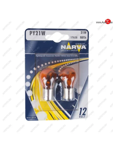 Лампа 12V PY21W BAU15s желтая блистер (2шт.) NARVA NARVA 176384000