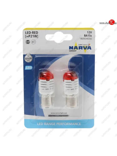 Лампа светодиодная 12V P21W 1.75W BA15s блистер (2шт.) Red Range Perfomance LED NARVA NARVA 180934000