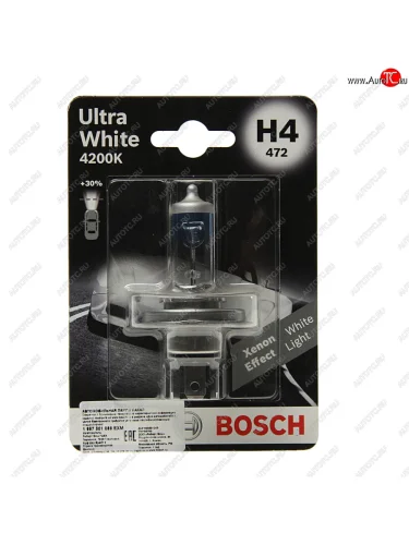 Лампа 12V H4 6055W P43t блистер (1шт.) Ultra White BOSCH BOSCH 1987301089