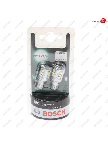 Лампа светодиодная 12V W16W W2.1x9.5d 6000K блистер (2шт.) Retrofit BOSCH BOSCH 1987301523