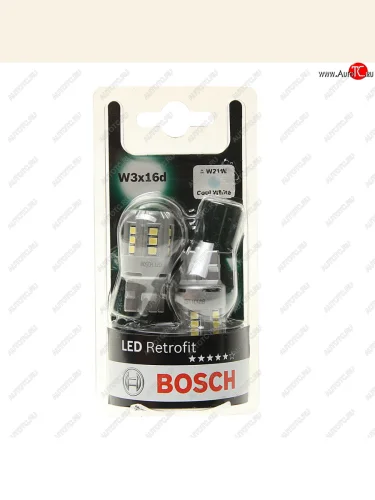 Лампа светодиодная 12V W21W W3x16d 6000K блистер (2шт.) Retrofit BOSCH BOSCH 1987301524