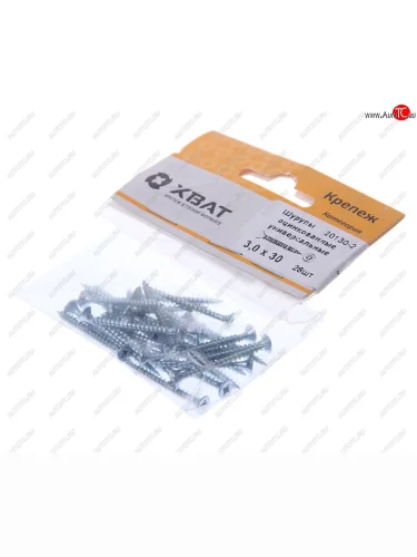 Шуруп 3.0х30мм оцинкованный универсальный (28шт.) ХВАТ ХВАТ 20130-2