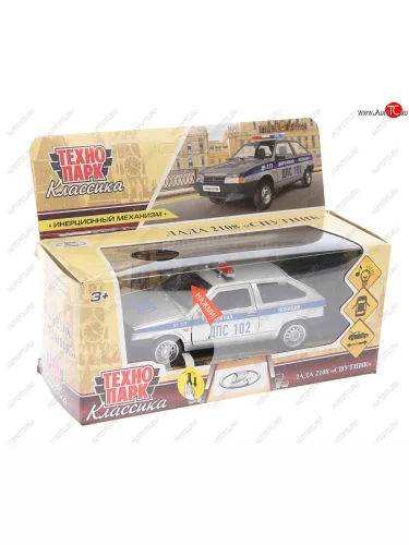 Модель автомобиля ВАЗ-2108 Спутник металлическая (свет,звук) ТЕХНОПАРК ТЕХНОПАРК 2108-12spol-sr