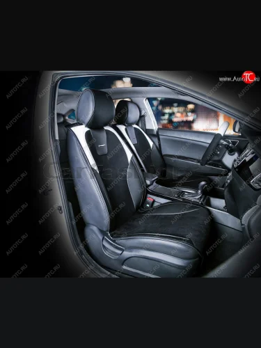Накидка на сиденье велюр-экокожа черно-белые (4 предм.) (2шт.) Space CARFASHION CARFASHION 21408