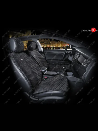 Накидка на сиденье полиэстер черная бежевая строчка (4 предм.) (2шт.) Palermo CARFASHION CARFASHION 21877