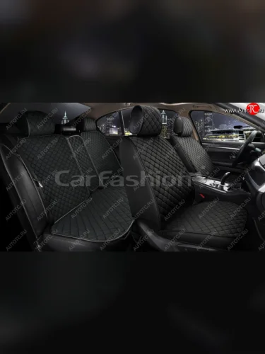 Накидка на сиденье лен черные (5 предм.) (4шт.) Cube CARFASHION CARFASHION 22676