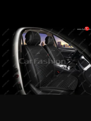 Накидка на сиденье велюр-экокожа черная (4 предм.) (2шт.) Monaco Pro Front CARFASHION CARFASHION 22706