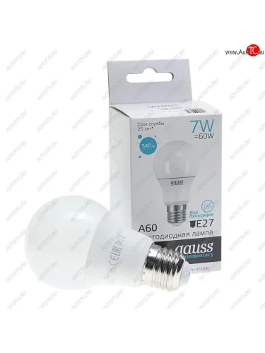 Лампа светодиодная E27 A60 7W(60W) 220V холодный GAUSS GAUSS 23227a