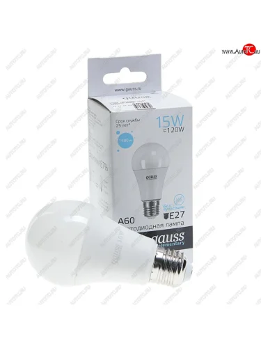 Лампа светодиодная E27 A60 15W(120W) 220V холодный GAUSS GAUSS 23235