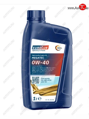 Масло моторное Motor 1 SNCF 0W40 синт.1л EUROLUB EUROLUB 241001