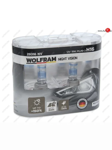 Лампа 12V H16 19W PGJ19-3 +150% бокс (2шт.) Extra Light WOLFRAM WOLFRAM 29316nv