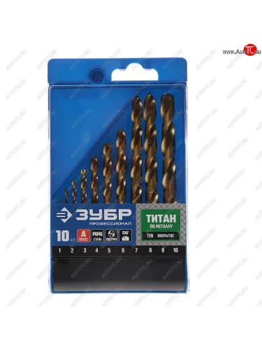 Набор сверл по металлу 1.0-10.0мм HSS Titanium (10шт.) ЗУБР ЗУБР 29615-h10