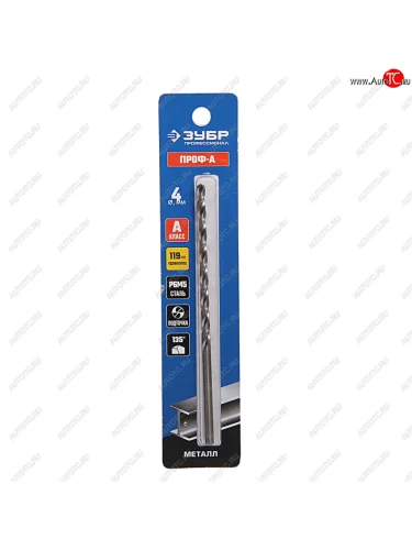 Сверло по металлу 4.0х119мм HSS удлиненное Профессионал ЗУБР ЗУБР 29624-4