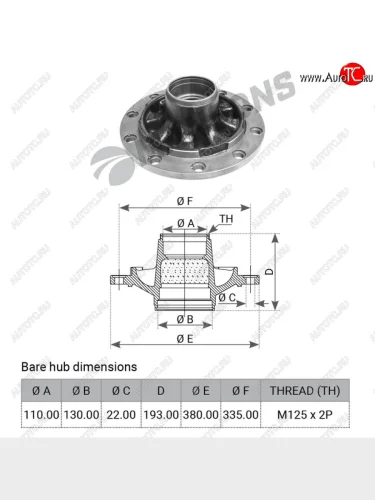 Ступица BPW колеса оси HS,HZ ECO 6-9т (под подшипники 32310,33116,d=281,h=194) MANSONS MANSONS 300.167