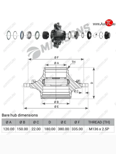 Ступица BPW (с подшипником) MANSONS MANSONS 300.368