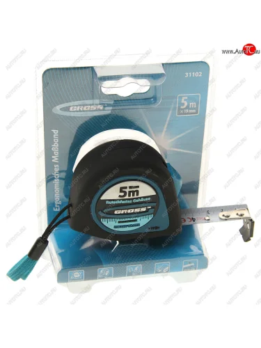 Рулетка 5м 19мм обрезиненный корпус, магнитный зацеп GROSS GROSS 31102