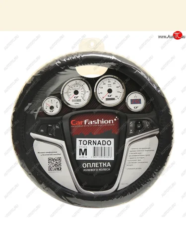 Оплетка руля (M) 37-39см черная экокожа Tornado CARFASHION CARFASHION 31333