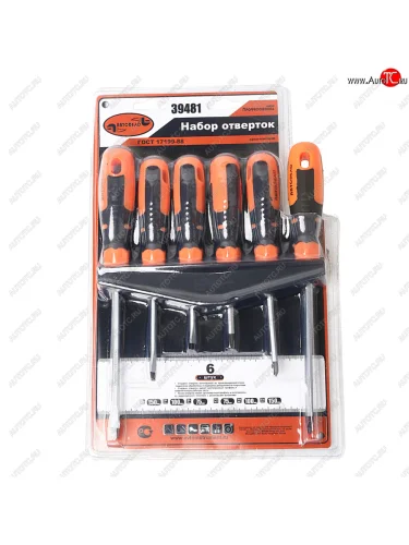 Набор отверток SL5.0-SL6.0, PH1-PH2 6 предметов АВТОДЕЛО АВТОДЕЛО 39481
