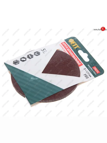 Бумага наждачная на липучке D125 Р80 5шт. FIT FIT 39654