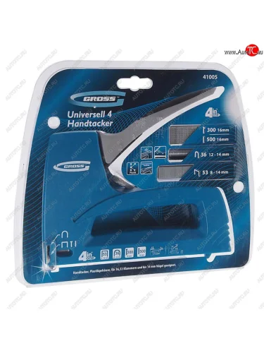 Степлер пластиковый 8-14мм тип 53,36,300,500 со скобами и гвоздями GROSS GROSS 41005