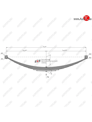Рессора М-432,2715,27151 задняя (9 листов) L=1243мм ЧМЗ ЧМЗ 432-2912012-01