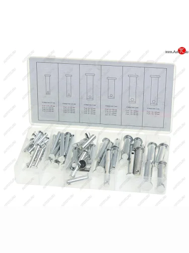 Набор штифтов с головкой и отверстием под шплинт 60шт. СИБРТЕХ СИБРТЕХ 47612