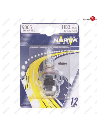 Лампа 12V HB3 65W P20d блистер (1шт.) Standard NARVA NARVA 480054000