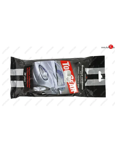 Салфетка влажная для очистки стекол 20х16см в мягкой упаковке 30шт. TOP GEAR АВАНГАРД 48038